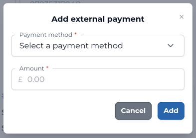 Add external payment to a customer