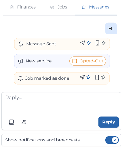 Customer messages