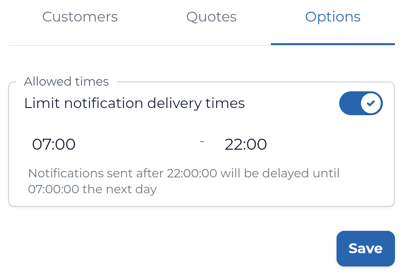 Customer notifications options