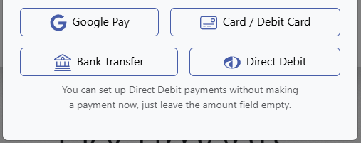 Customer portal payment methods