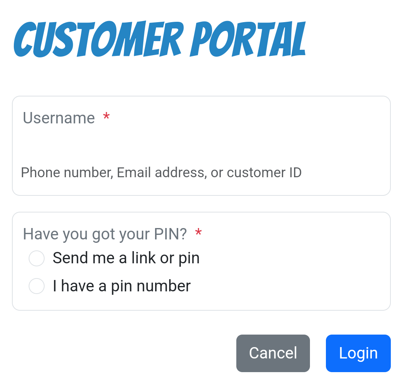 Customer portal login