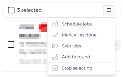 Bulk action menu