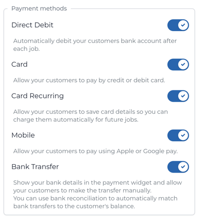 Payment methods