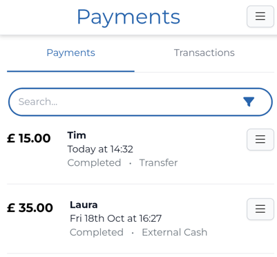 Payments page