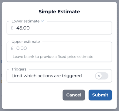 Simple estimate form