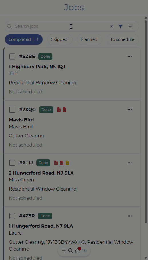 Bulk select multiple jobs