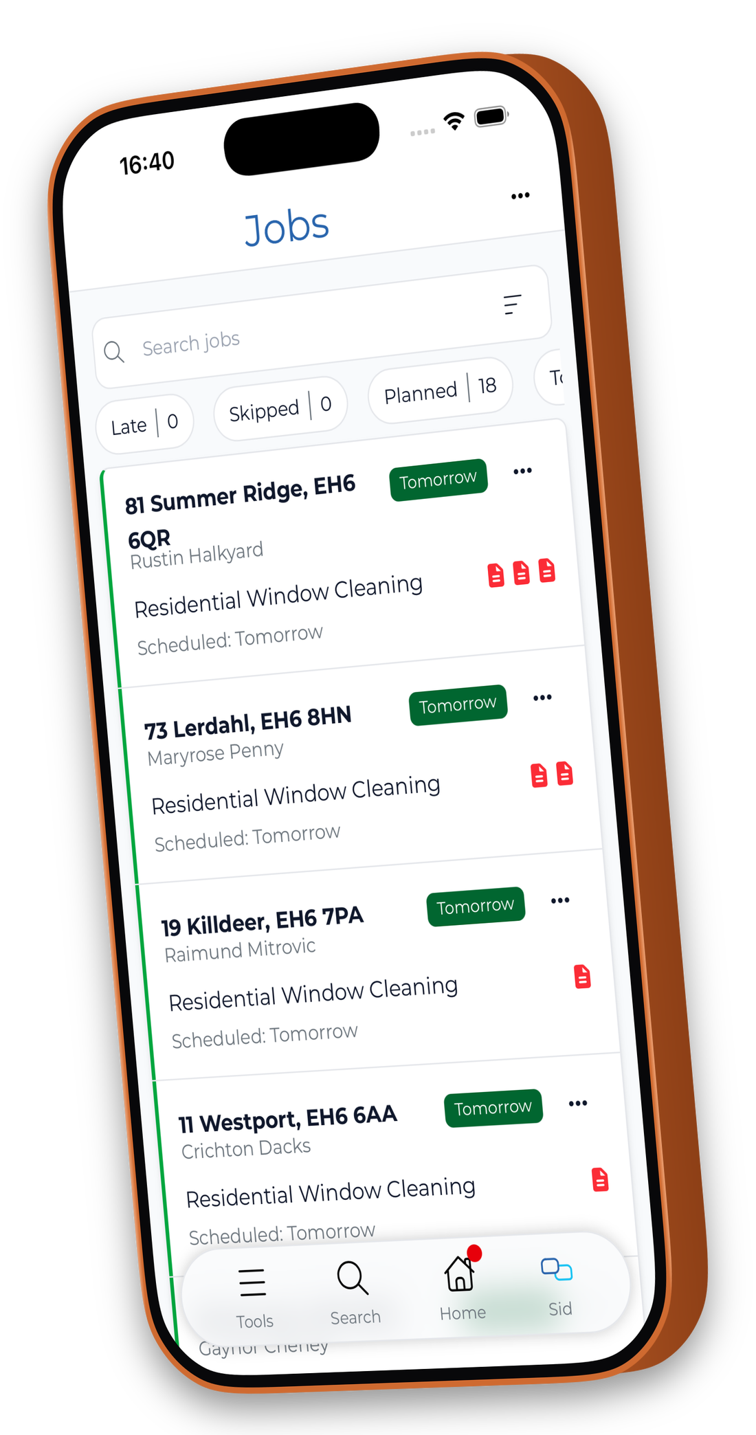 Use different addresses for customer jobs