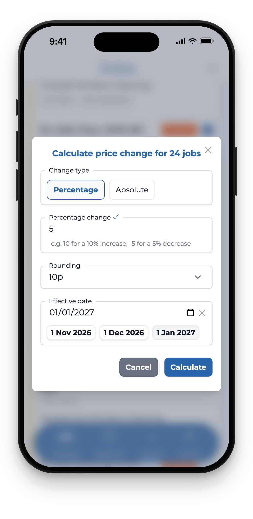 Schedule price changes for multiple jobs at once