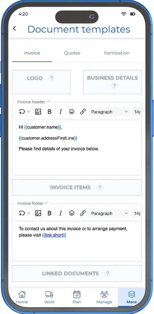 branded invoice template small business uk