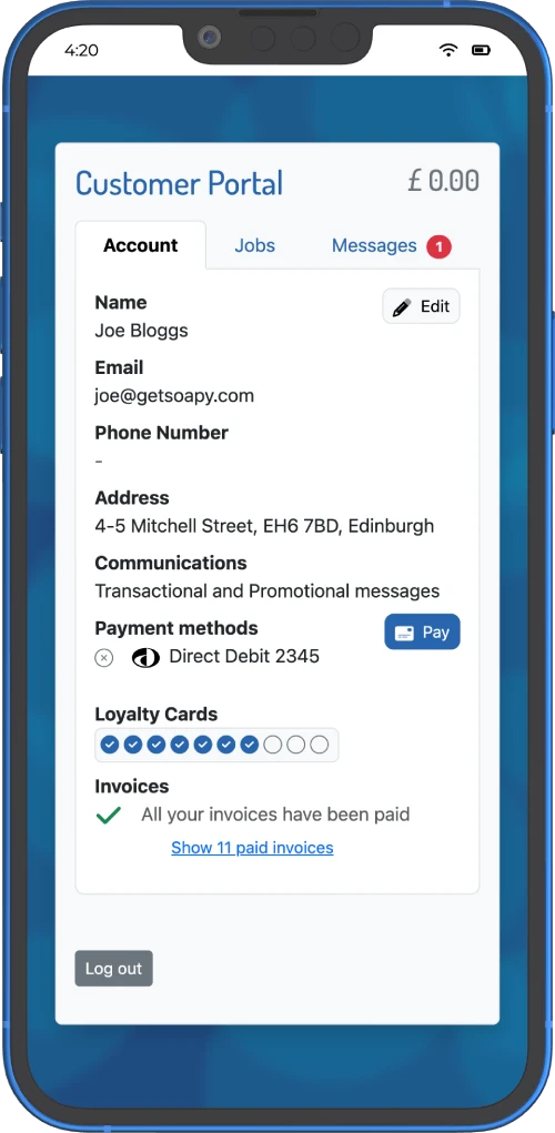 customer portal with loyalty card